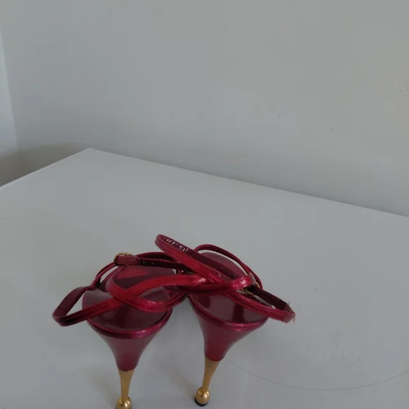 Charles Jourdan Red Strappy Heels - Picture 3 of 6